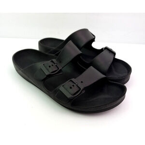 Unbranded Womens Size EU 40 US 9 Black Slip On Footbed Comfort Slide Sandals